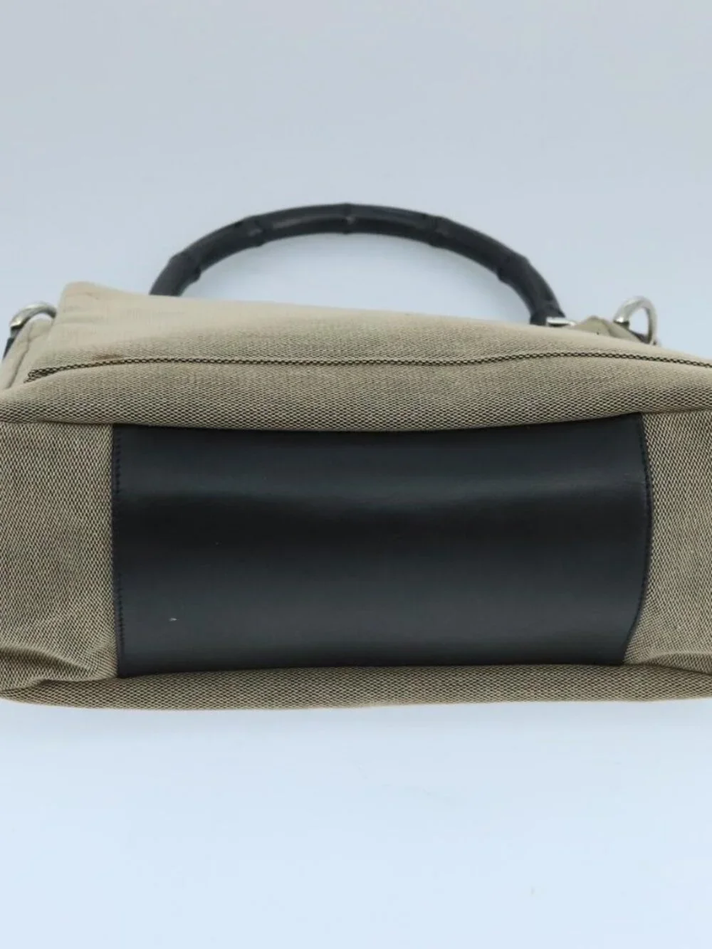 GUCCI Bamboo Hand Bag Outlet Canvas Beige 35692 Auth ep6849